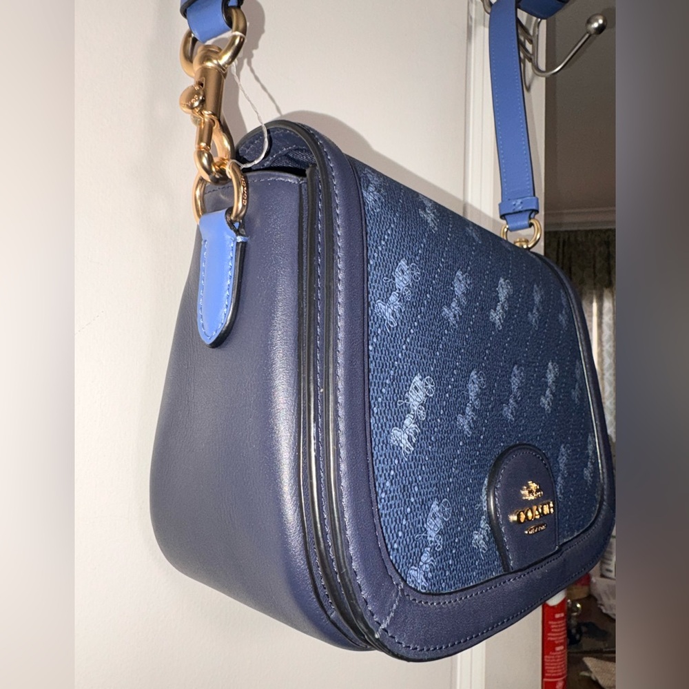 💙 Coach Saddle Bag 20 Signature Canvas & Leather Horse & Carriage C4059 - Picture 2 of 14